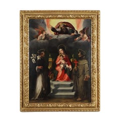 Madonna with Child the Father Angels and Saints, XVIth century