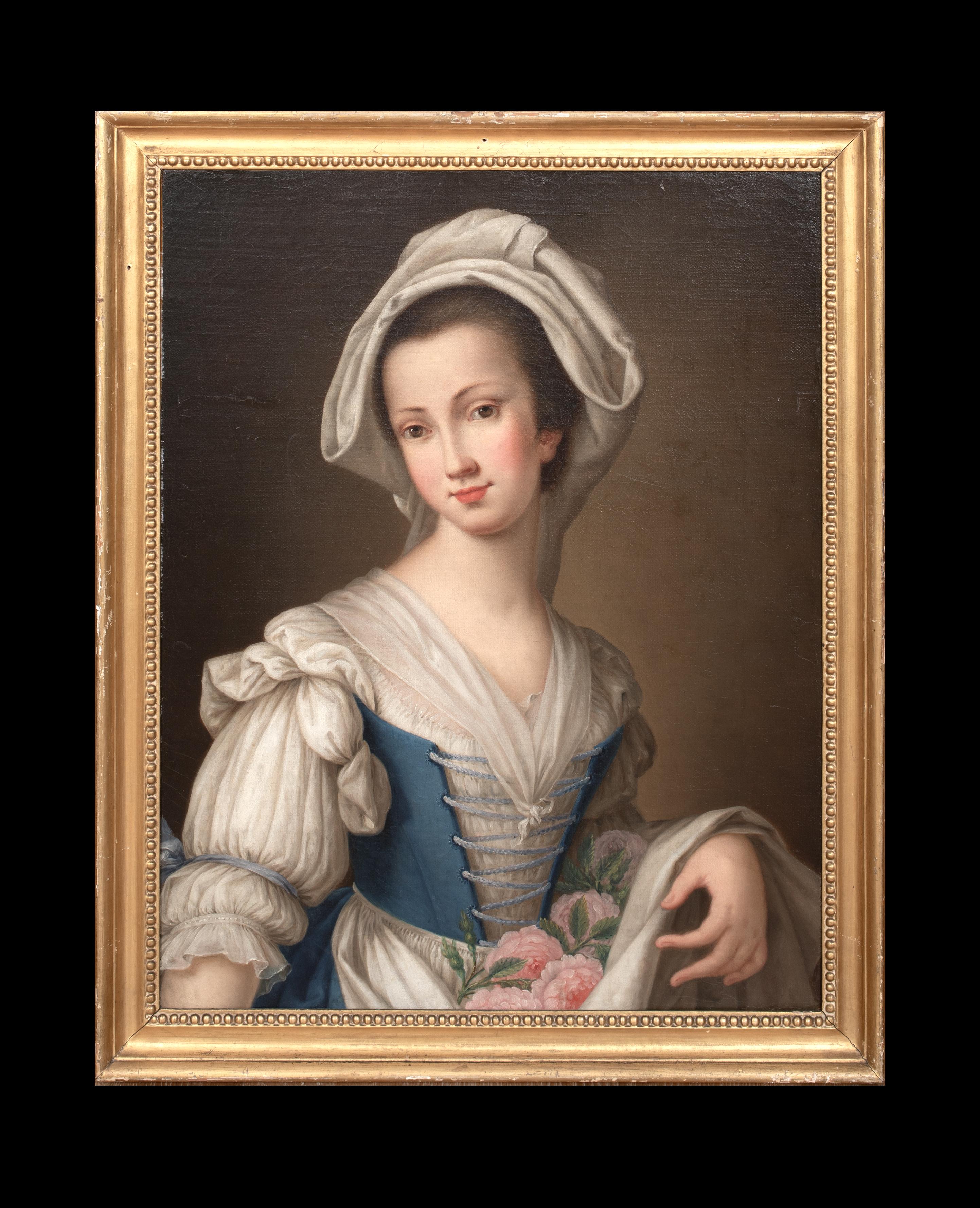 Maid Carrying Roses, 18th Century  attributed to Antonio ROTARI (1707-1762) - Painting by Unknown
