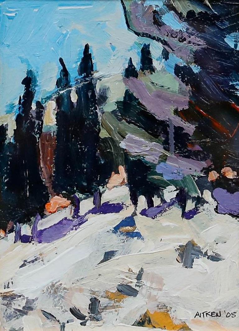 Mairi Aitken (b.1939) - 2005 Oil, Corfiot Landscape - Painting by Unknown