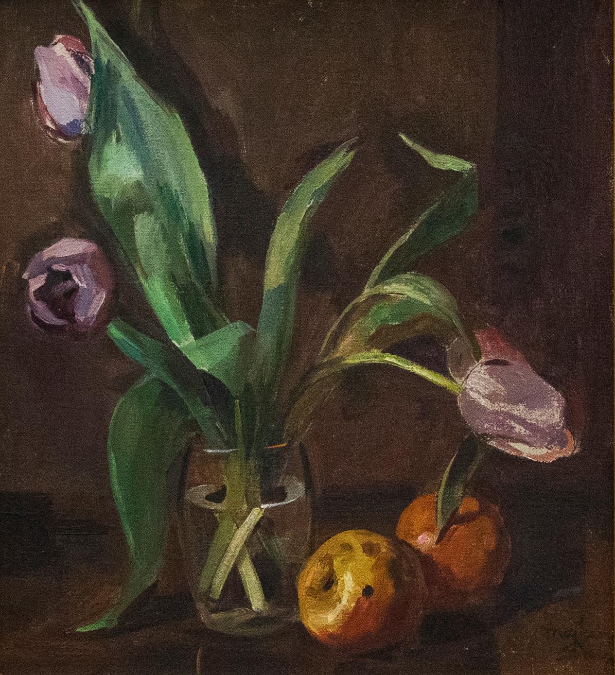Maj Jeansson - Swedish School Mid 20th Century Oil, Still Life with Tulips - Painting by Unknown