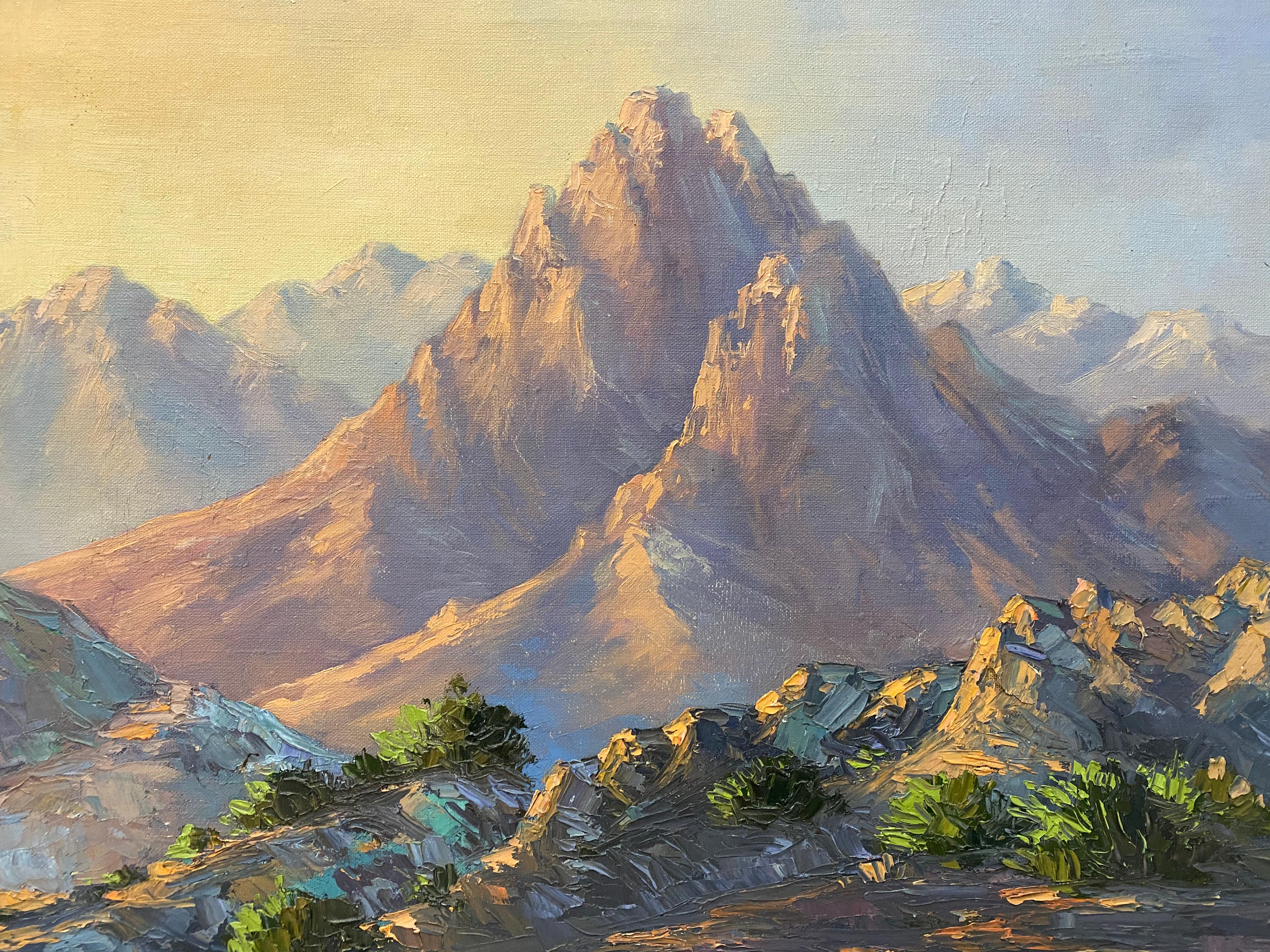Majestic Mountain Landscape, Ölgemälde, ca. 1940 – Painting von Unknown