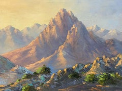 Majestueux paysage de montagne, peinture à l'huile, vers 1940