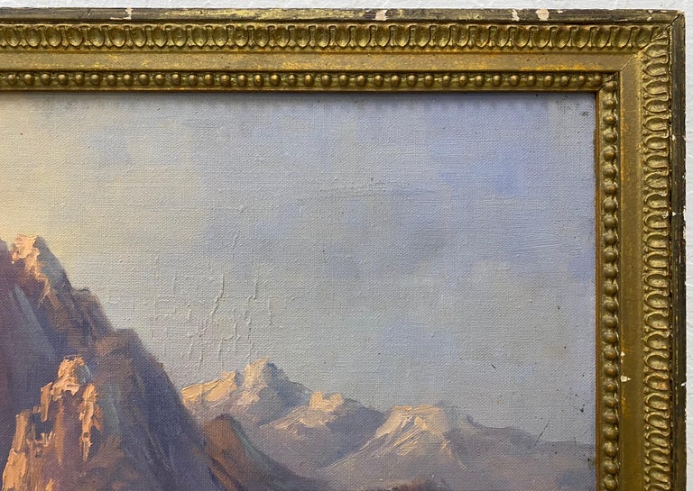 Majestic Mountain Landscape Oil Painting c.1940 For Sale 1