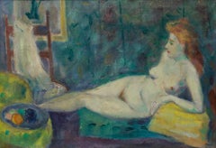 Majoor - Framed Mid 20th Century Oil, Reclining by the Fruit Bowl