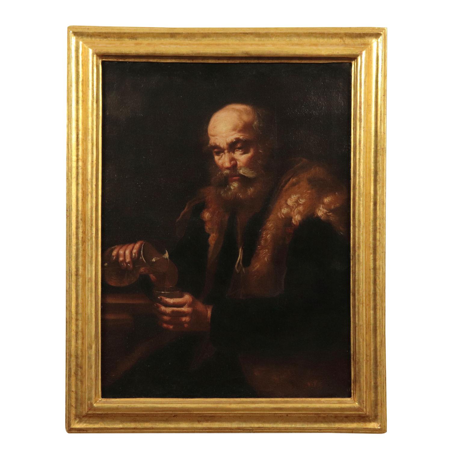 Unknown Portrait Painting - Male Figure with Jug, Attributed to Monsù Bernardo Oil on Canvas Northern Europe