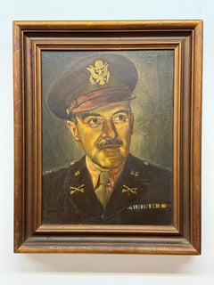 Retro Male Portrait Painting of US Army Officer