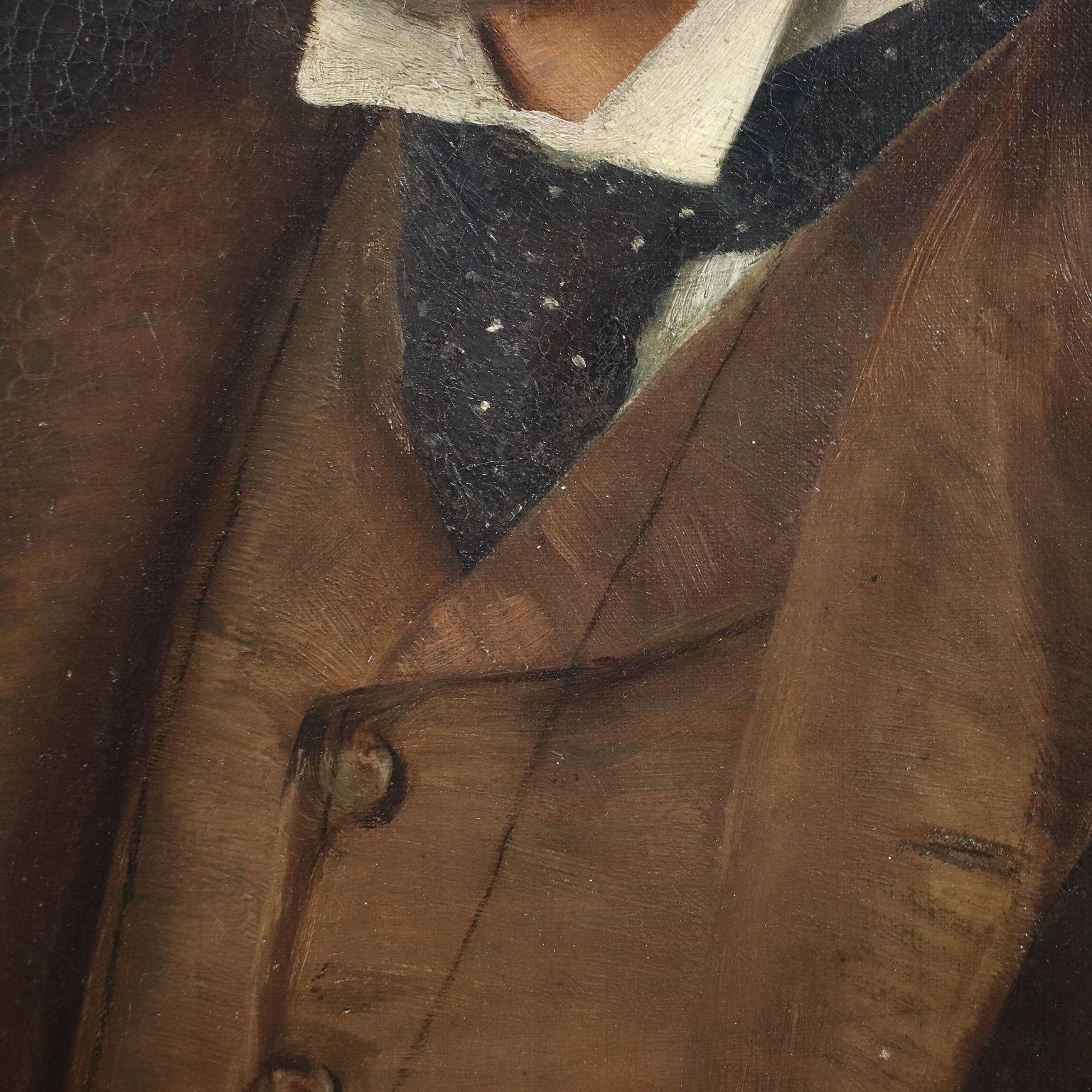 Male Portrait, XIXth century - Black Portrait Painting by Unknown