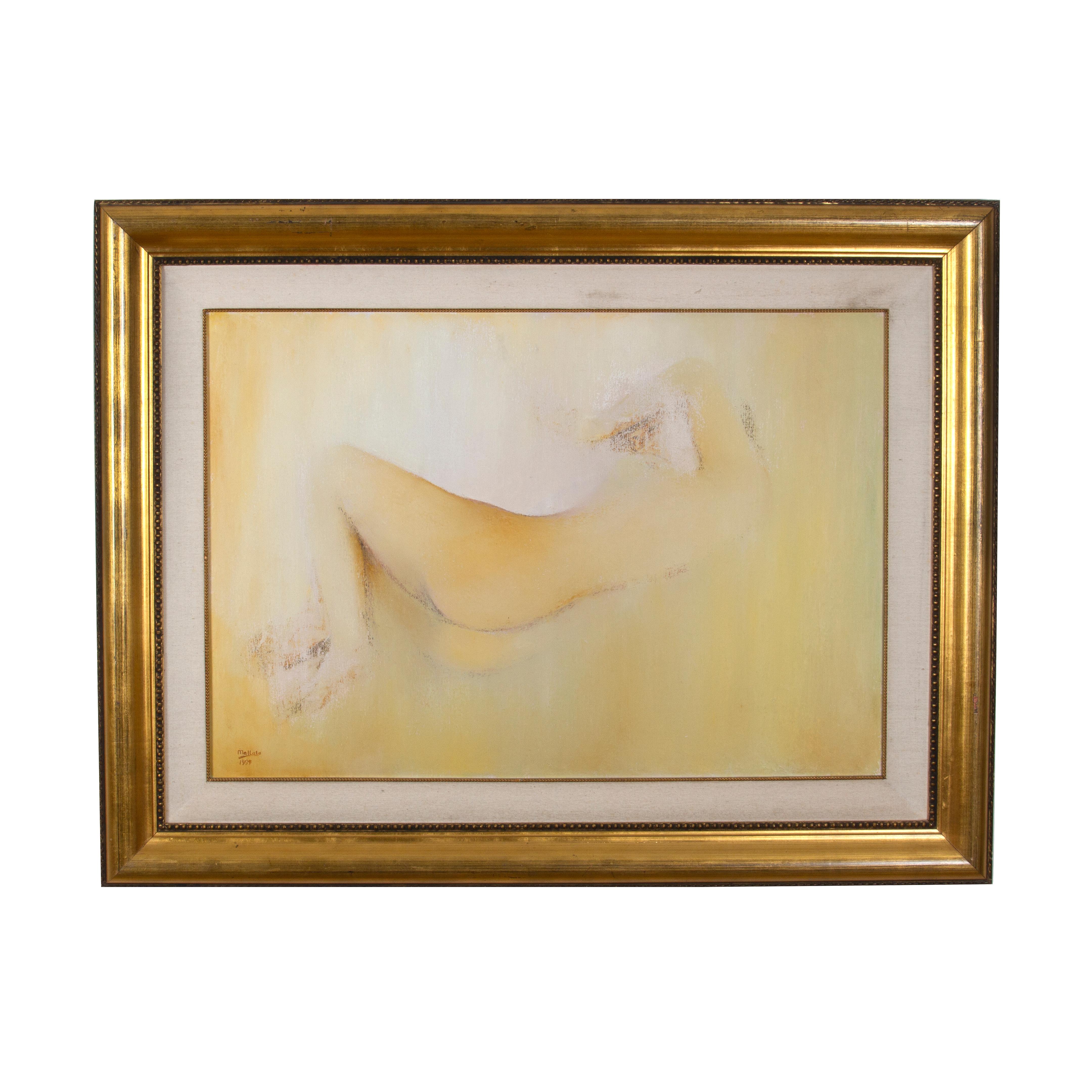 Unknown Nude Painting - Mallato Abstract Nude Oil on Canvas Signed and Dated