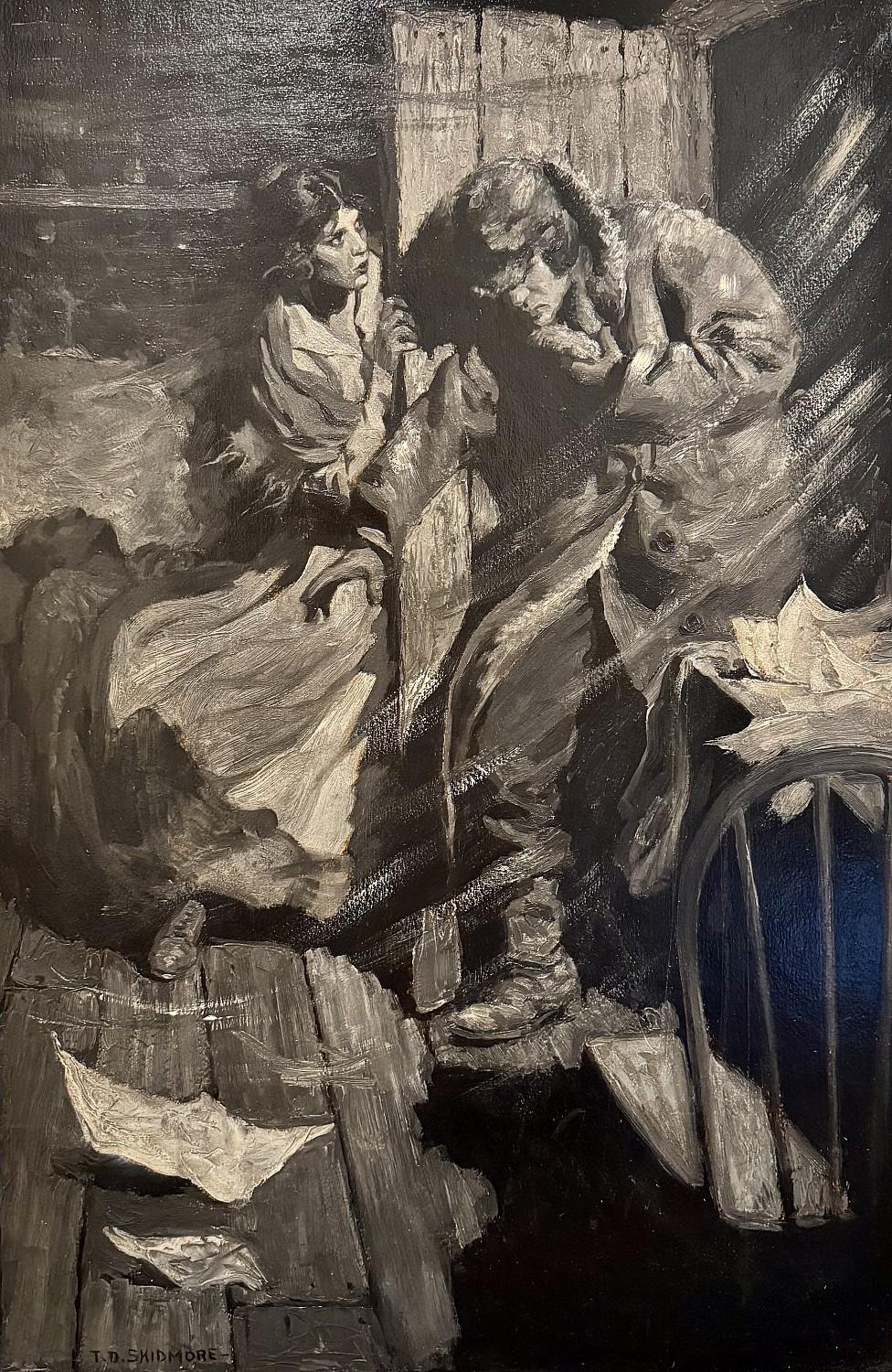 "The Breaking Point"  Man Comes in from the Cold - Painting by Thorton Skidmore