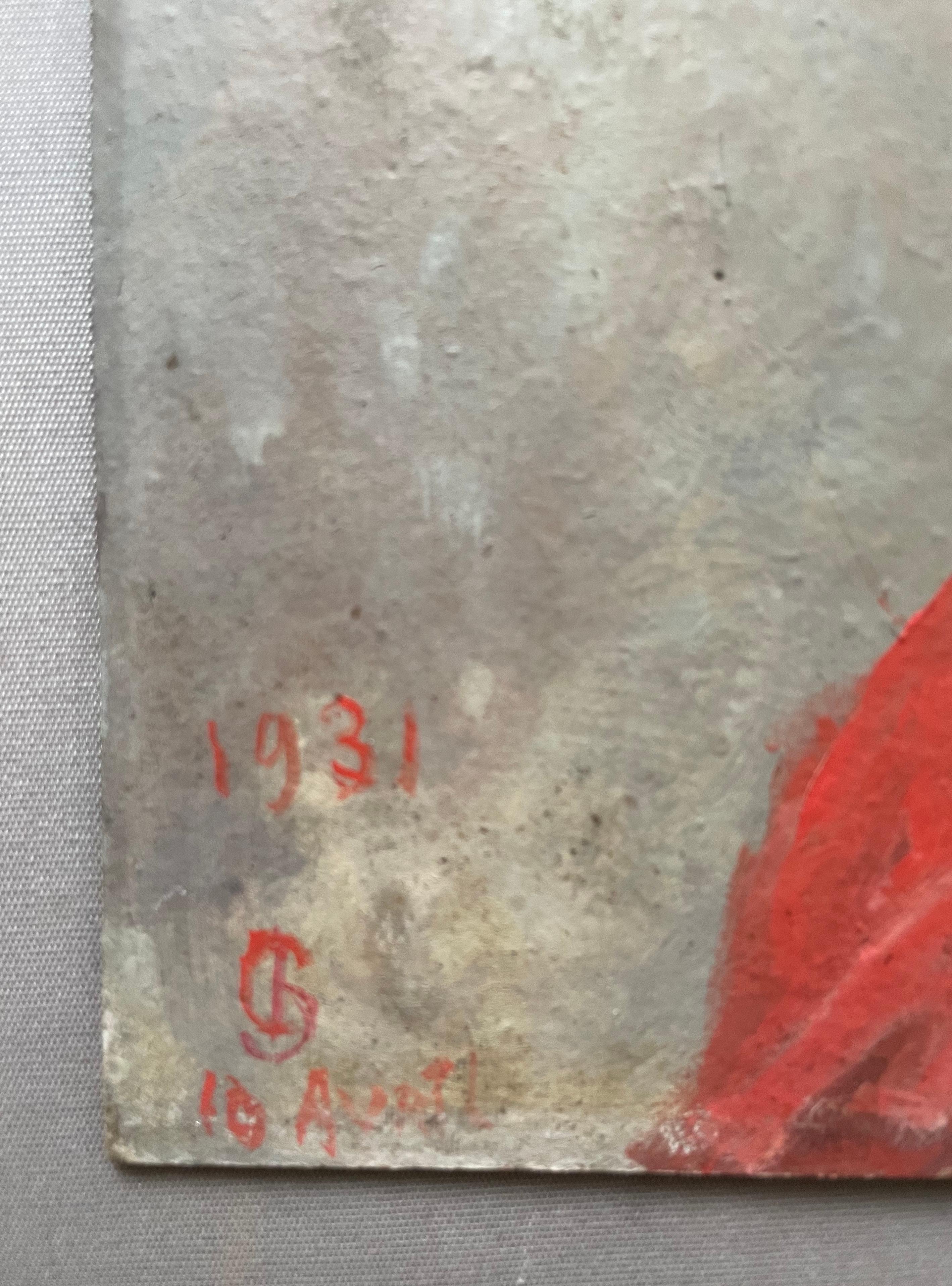 Man In Profile, Öl auf Karton, Monogrammiert und datiert 1931 (Braun), Portrait Painting, von Unknown