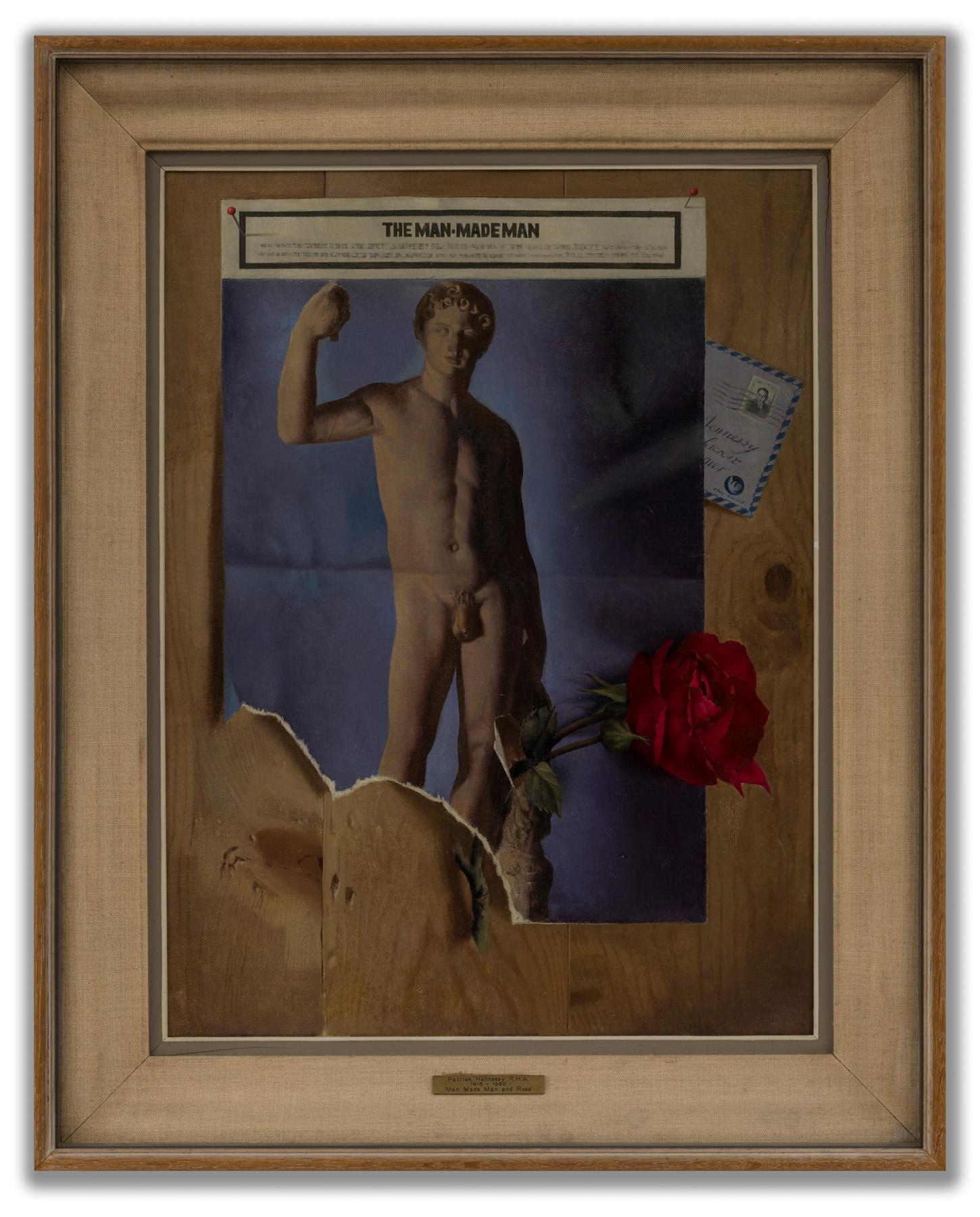Unknown Nude Painting -  Man Made Man and Rose