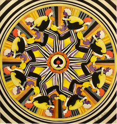 Hombre corriendo alrededor de la rueda del tiempo