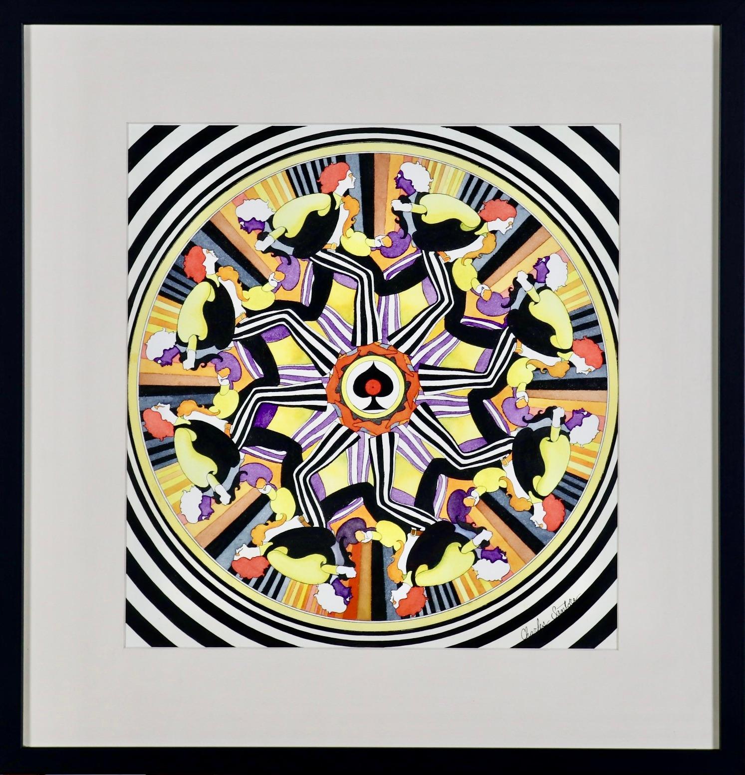 Mann läuft um das Rad der Zeit – Painting von Unknown