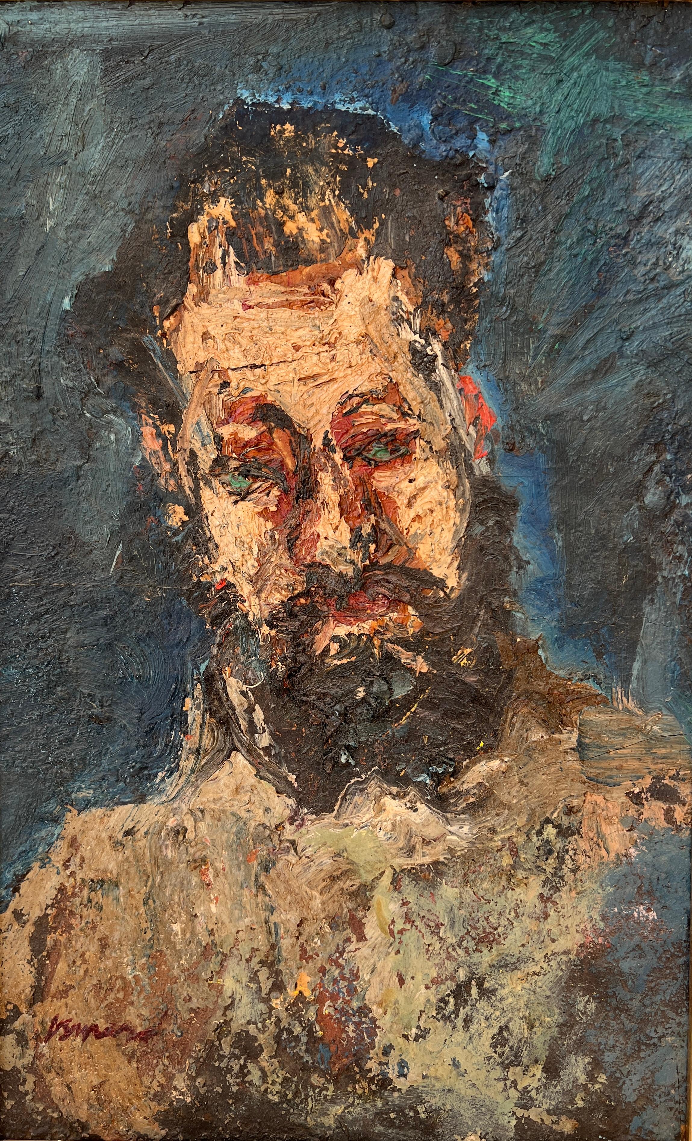 Unknown Portrait Painting – Mann mit einem Bart
