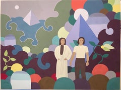 Hombre y mujer (pintura surrealista de nativos americanos comanches)