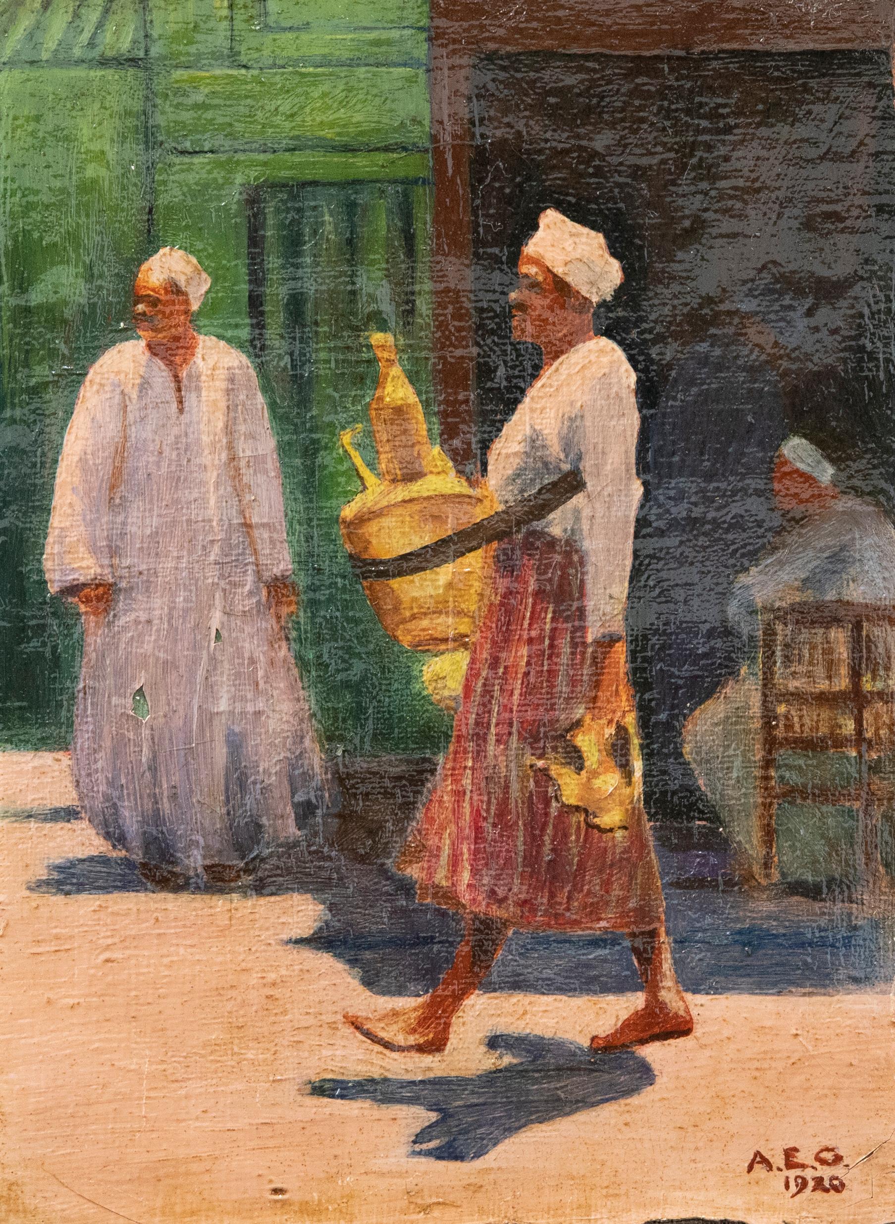 Unknown Figurative Painting - Manner of Adolphe Gumery (1861-1943) - 1920 Oil, Moroccan Street Scene