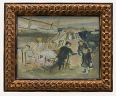 Manner of Boudin - Early 20th Century Oil, Lunch on the Seafront