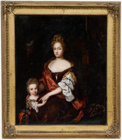 Manner of Caspar Netscher (1639-1684) - 19th Century Oil, Mother and Child