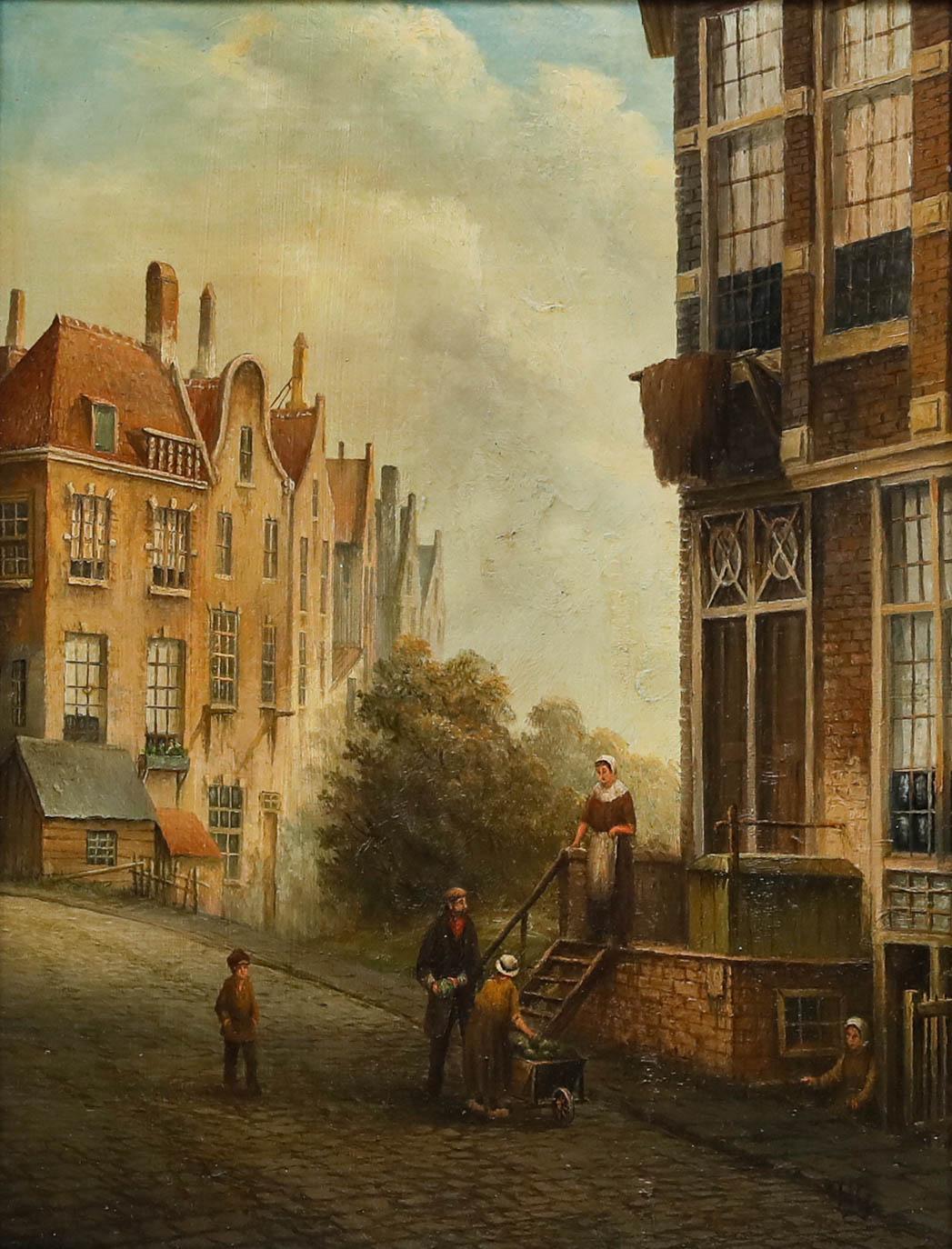 In der Art von Cornelis Christiaan Dommersen  Ölgemälde – Der Gemüsewagen des 20. Jahrhunderts – Painting von Unknown