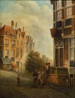 Manner of Cornelis Christiaan Dommersen  - 20th Century Oil, The Vegetable Cart