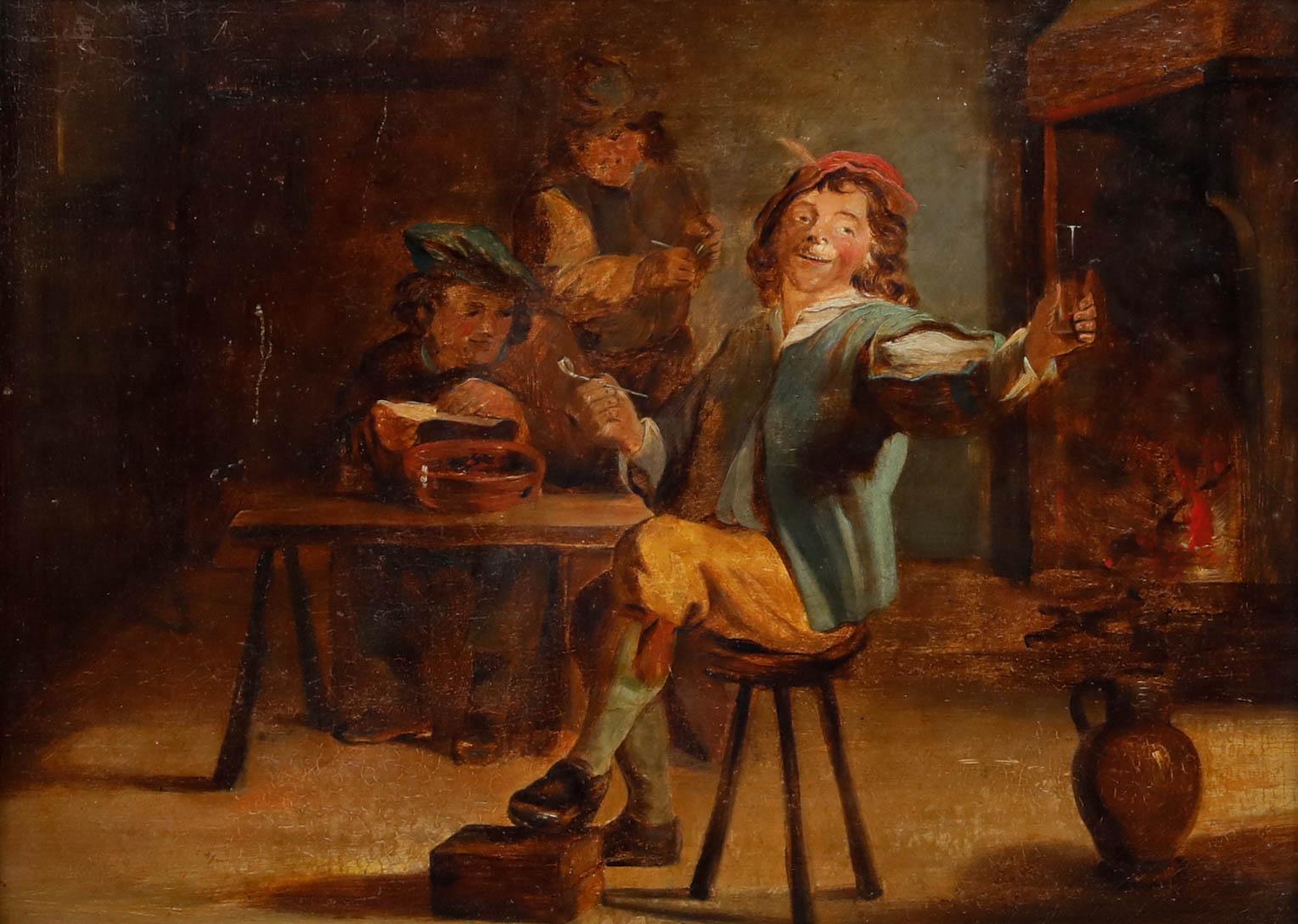 Manner of David Teniers the Younger (1610-1690) - 19th Century Oil, A Toast - Painting by Unknown