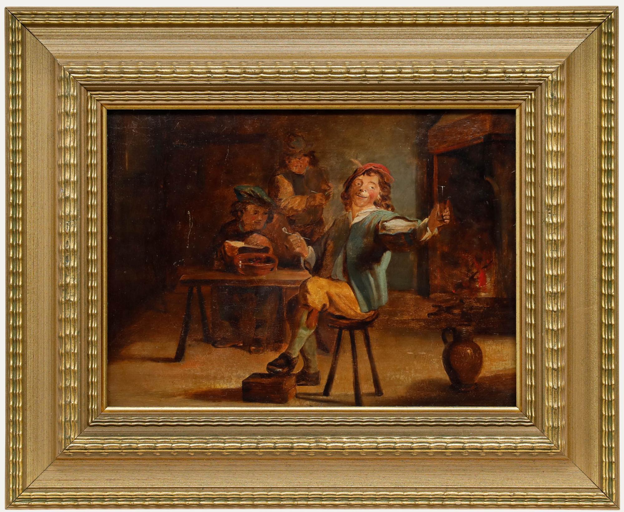 Manner von David Teniers dem Jüngeren (1610-1690) – Ölgemälde, Ein Toast, 19. Jahrhundert
