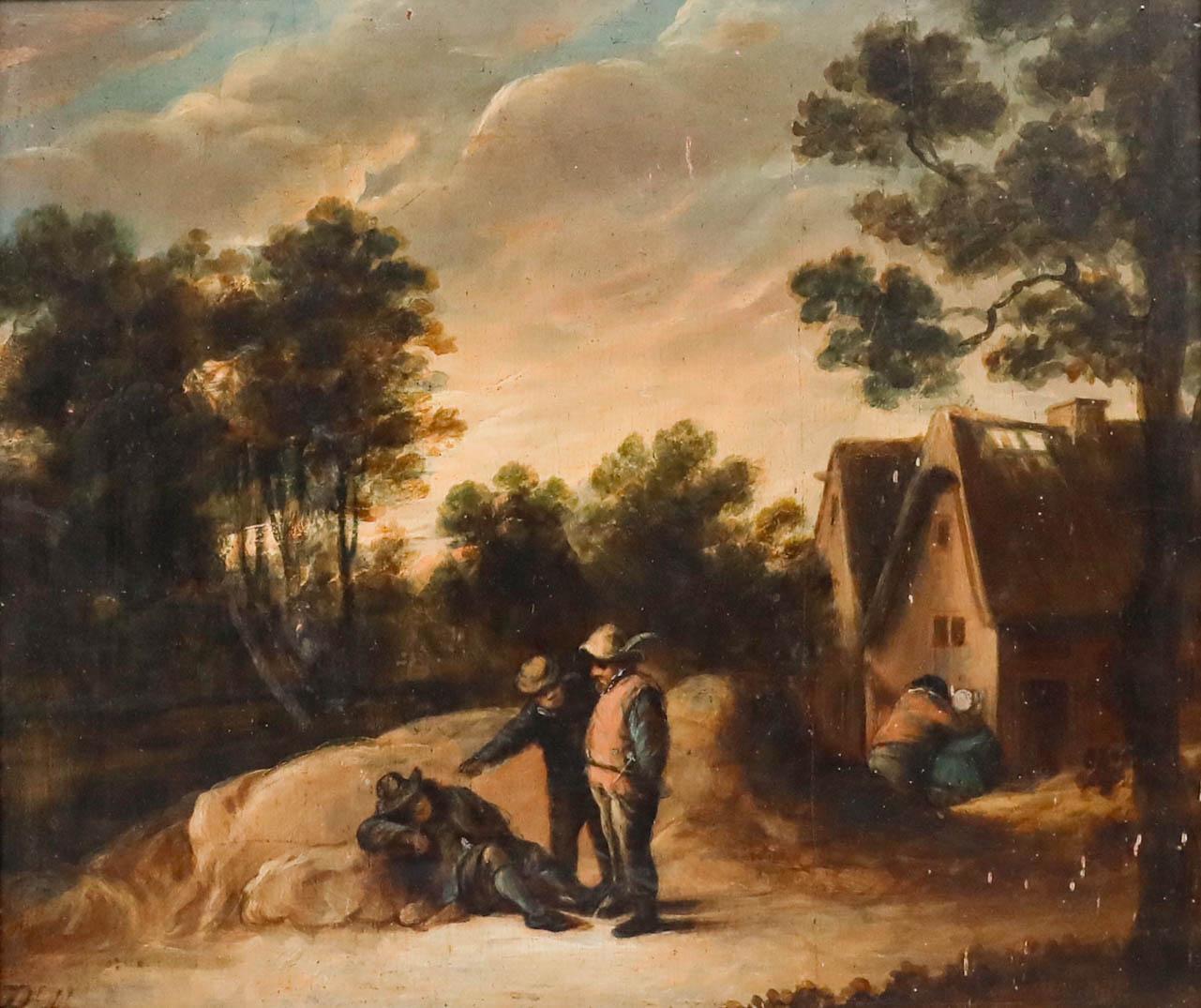 Manner of David Teniers the Younger (1610-1690) - Oil, Sleeping on the Job - Painting by Unknown