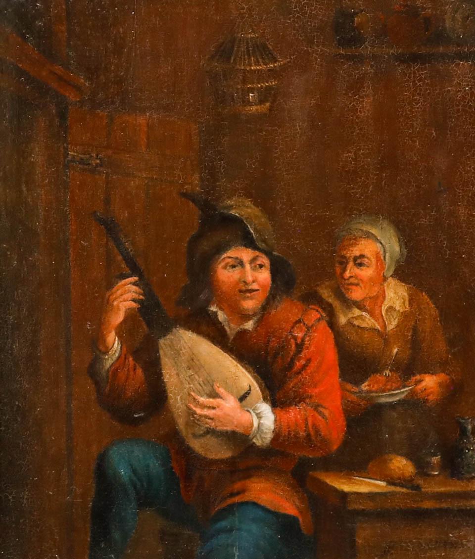 Manner of David Teniers the Younger (1610-1690) - Oil, The Lute Player - Painting by Unknown