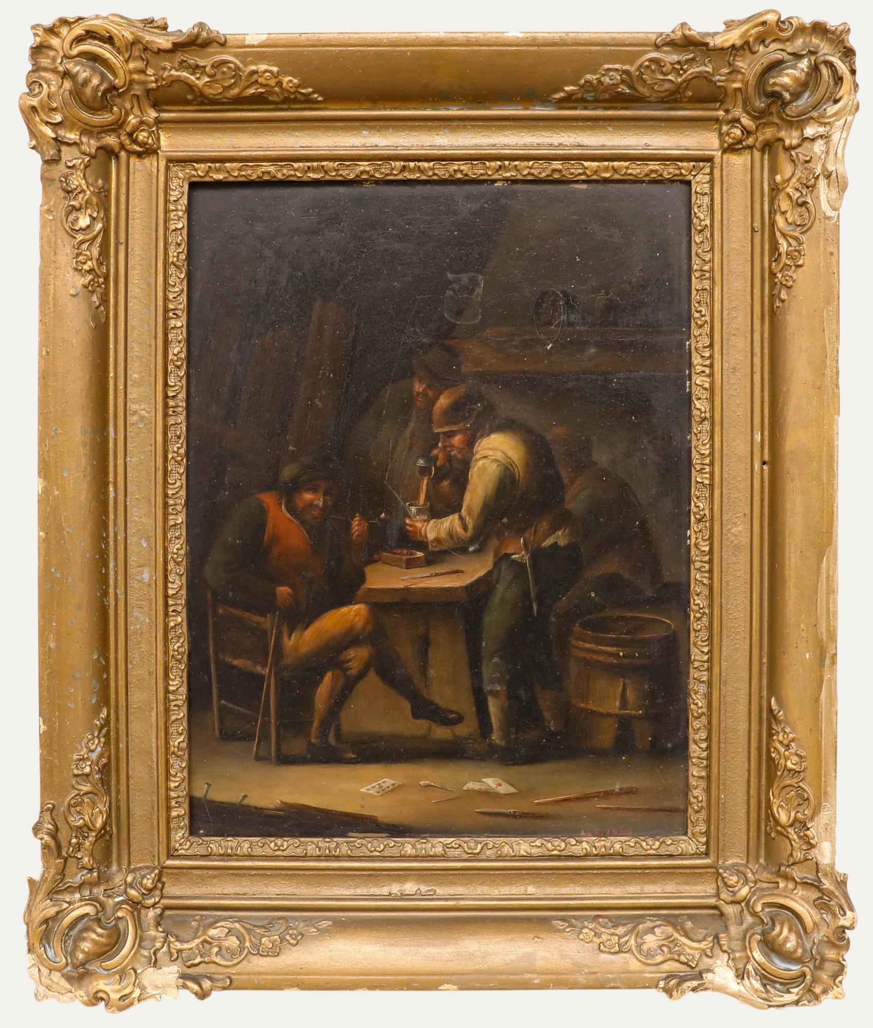 Unknown Figurative Painting - Manner of David Teniers The Younger - 1856 Oil, The Tavern