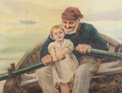 Vintage Manner of Emile Renouf  - Early 20th Century Oil, Rowing Lessons