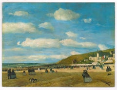 Manner of Eugène Boudin (1824-1898) - Oil, Normandy Crowds at the Beach