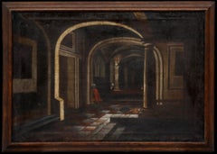Manière de Filippo Gagliardi (1606-1659) - Huile du XIXe siècle, Intérieur voûté