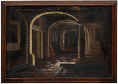 Manière de Filippo Gagliardi (1606-1659) - Huile du XIXe siècle, Intérieur voûté