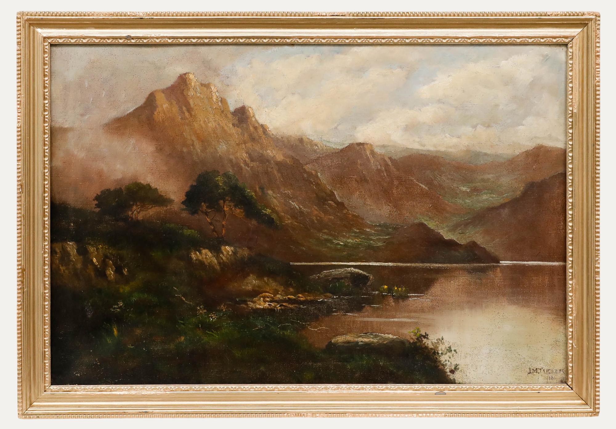 In der Art von Francis E. Jamieson - Gerahmtes Ölgemälde, Eine Ansicht des Lochs, 1918, gerahmt