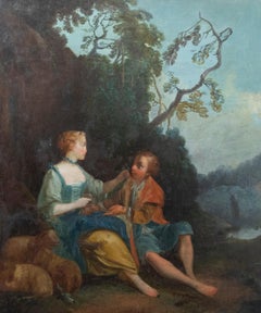 Antique Manner of Francois Boucher - 18th Century Oil, Lovers in Autumn