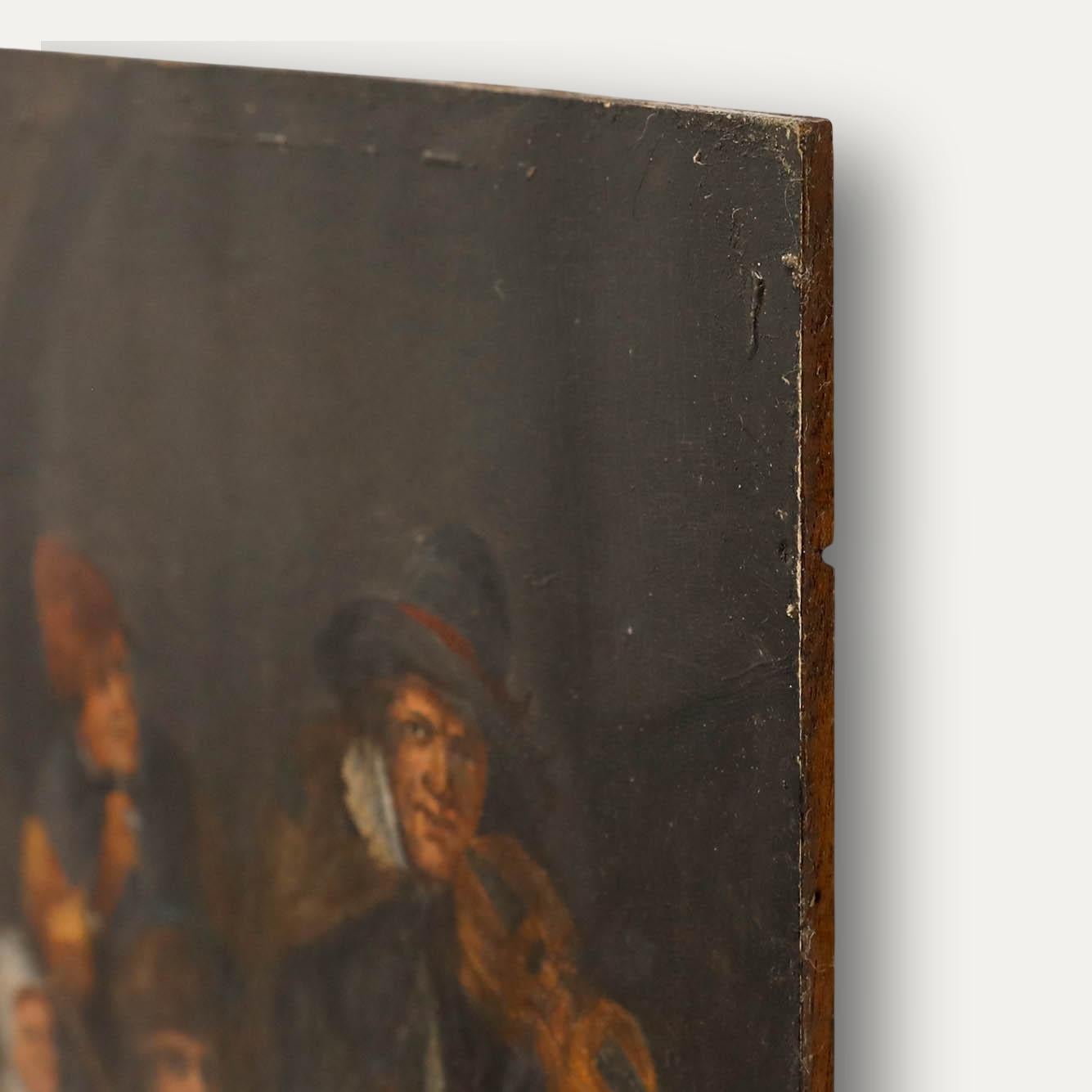 Manière de Frans van Meiris - 19e siècle Huile, Joueurs de musique en vente 1