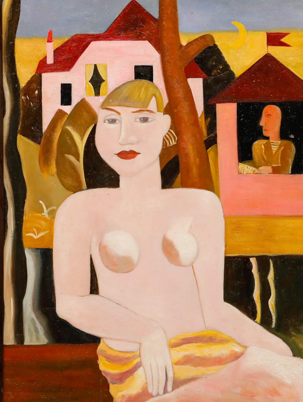 Manner of Gustave de Smet (1877-1943) - 20th Century Oil, Nude in Moonlight - Painting by Unknown