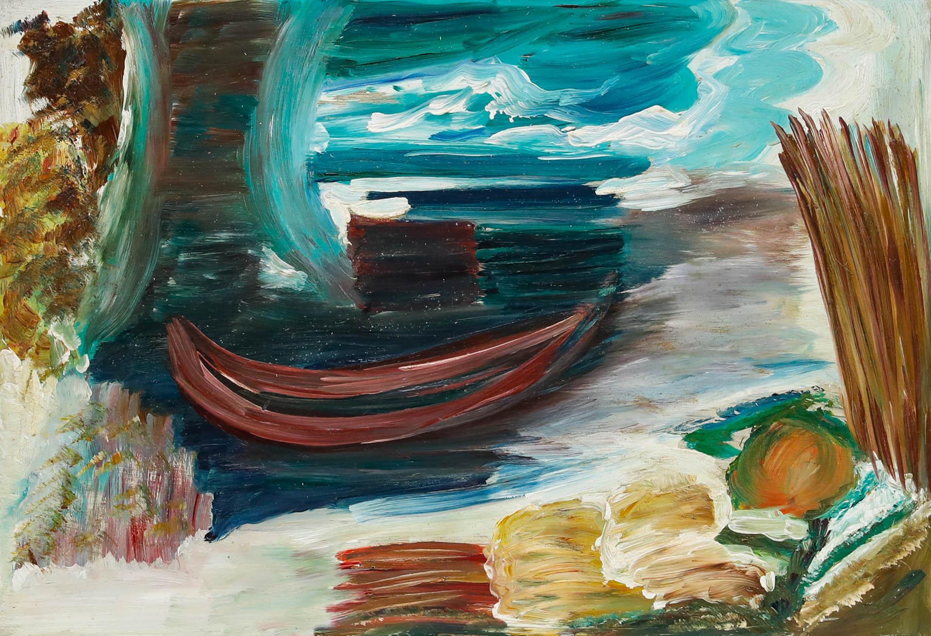 Manner von Ivon Hitchens (1893-1979) - Gerahmtes Ölgemälde, Der rote Kanus, Mitte des 20. Jahrhunderts – Painting von Unknown