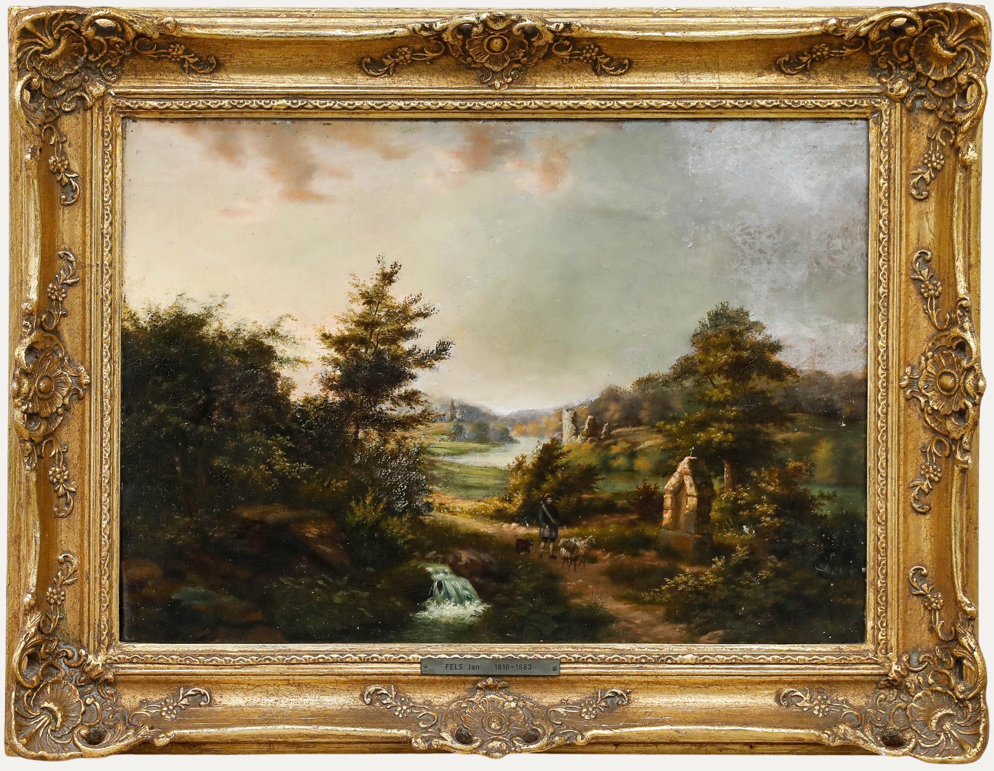 Nach Art von Jan Jacob Fels (1816-1883) - Ende 19. Jahrhundert Öl, Der Bildstock