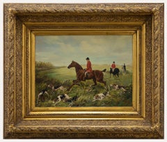 In der Art von John Emms (1843-1912)- Gerahmtes Ölgemälde des 20. Jahrhunderts, Jagdsszene mit Hunden