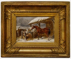 Manner of John F. Herring Jnr. - Early 20th Century Oil, Horses by Winter Stable