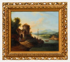 Antique Manner of John Rathbone  - Framed 19th Century Oil, Castle Turret on the River