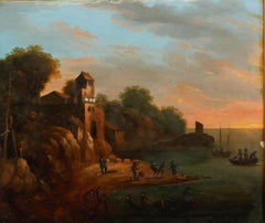 Manner of John Rathbone  - Framed 19th Century Oil, Hauling in the Nets