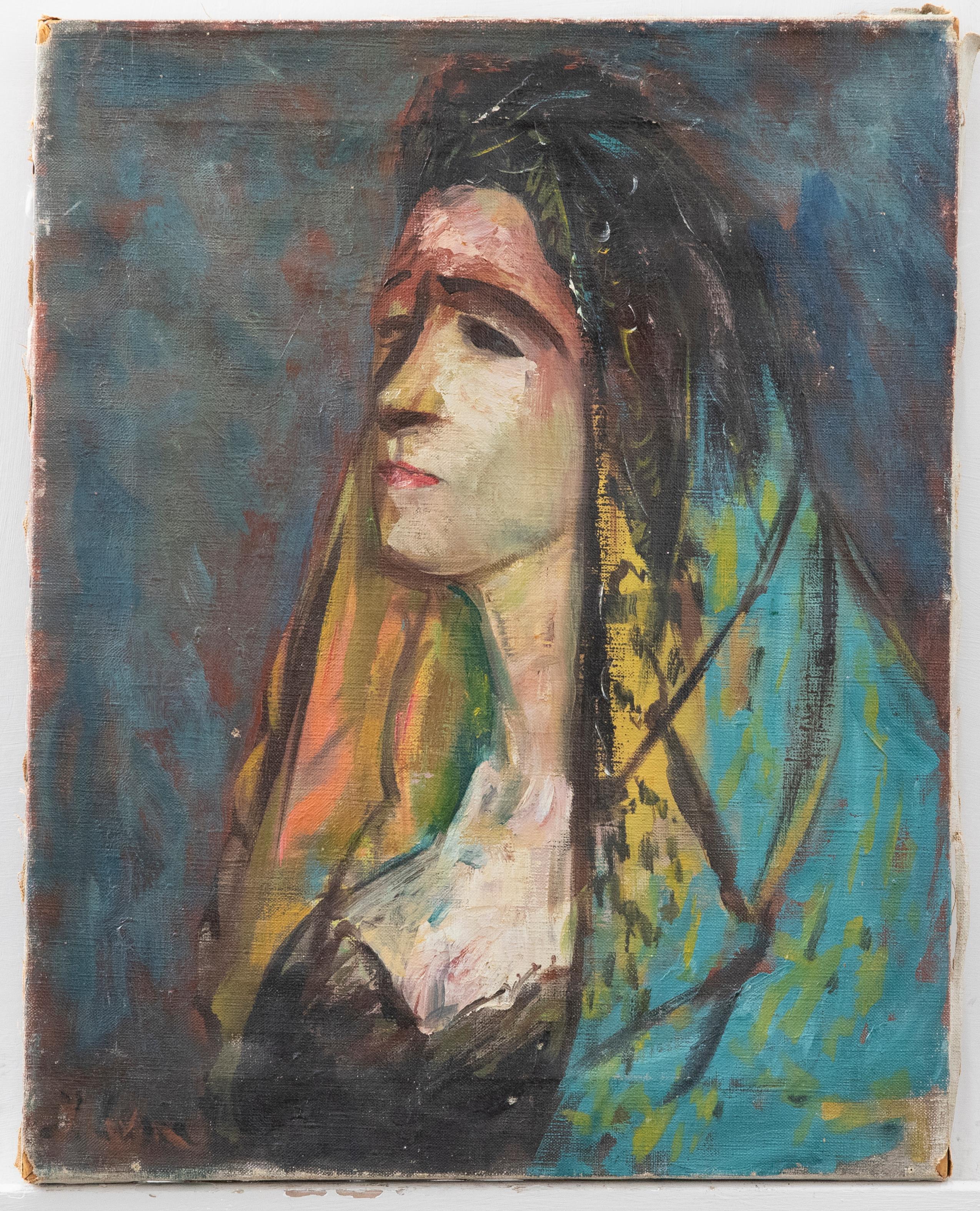Manner of Joseph Levin (1894-1979) - Russian School Oil, Portrait of a Women For Sale 1