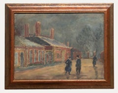 Manner of Kenneth Hall (1913-1946) - Mid 20th Century Oil, Red Brick Cottages
