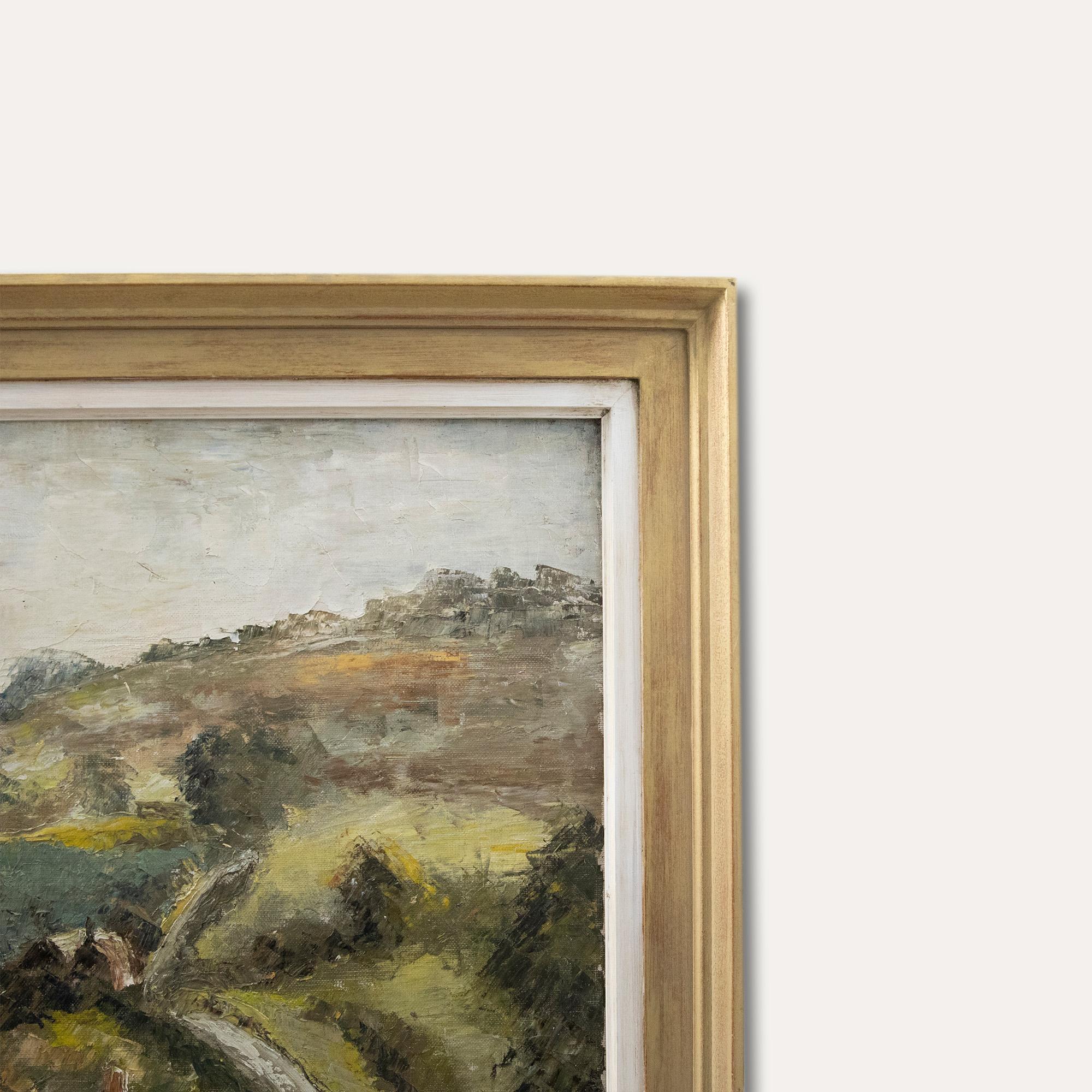 In der Art von Kyffin Williams – gerahmtes Ölgemälde, Valley Landscape, 20. Jahrhundert, Öl im Angebot 1