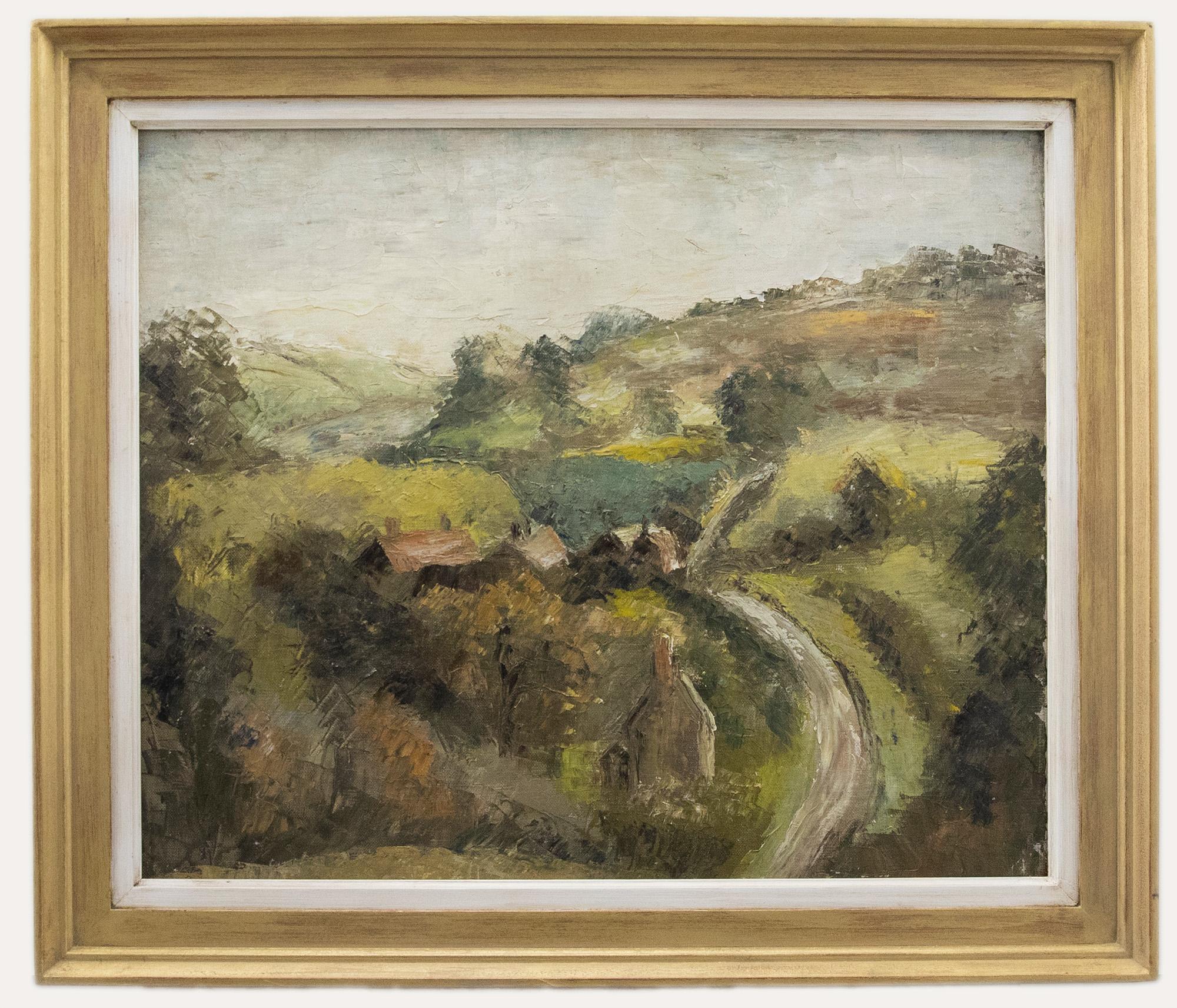Unknown Landscape Painting - Manner of Kyffin Williams - Framed 20th Century Oil, Valley Landscape