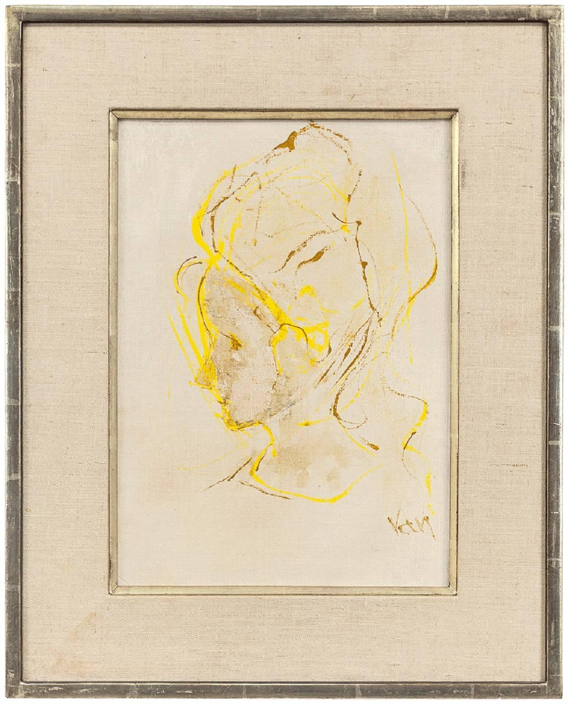 Portrait Painting Unknown - Manner of Marcel Vertes Portrait of a Lady Oil Painting