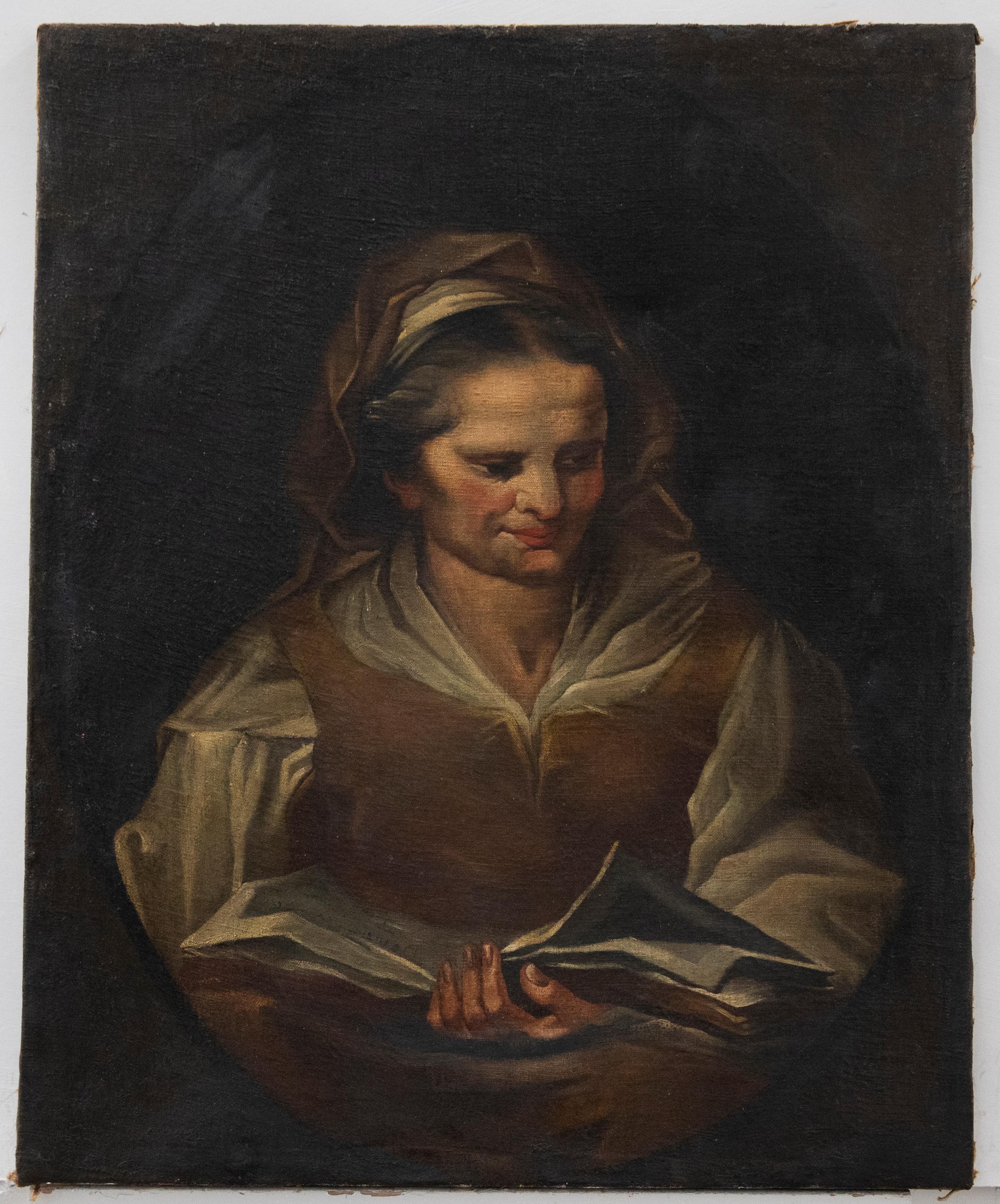Manner of Nogari - Dutch School 19th Century Oil, Woman Reading - Painting by Unknown