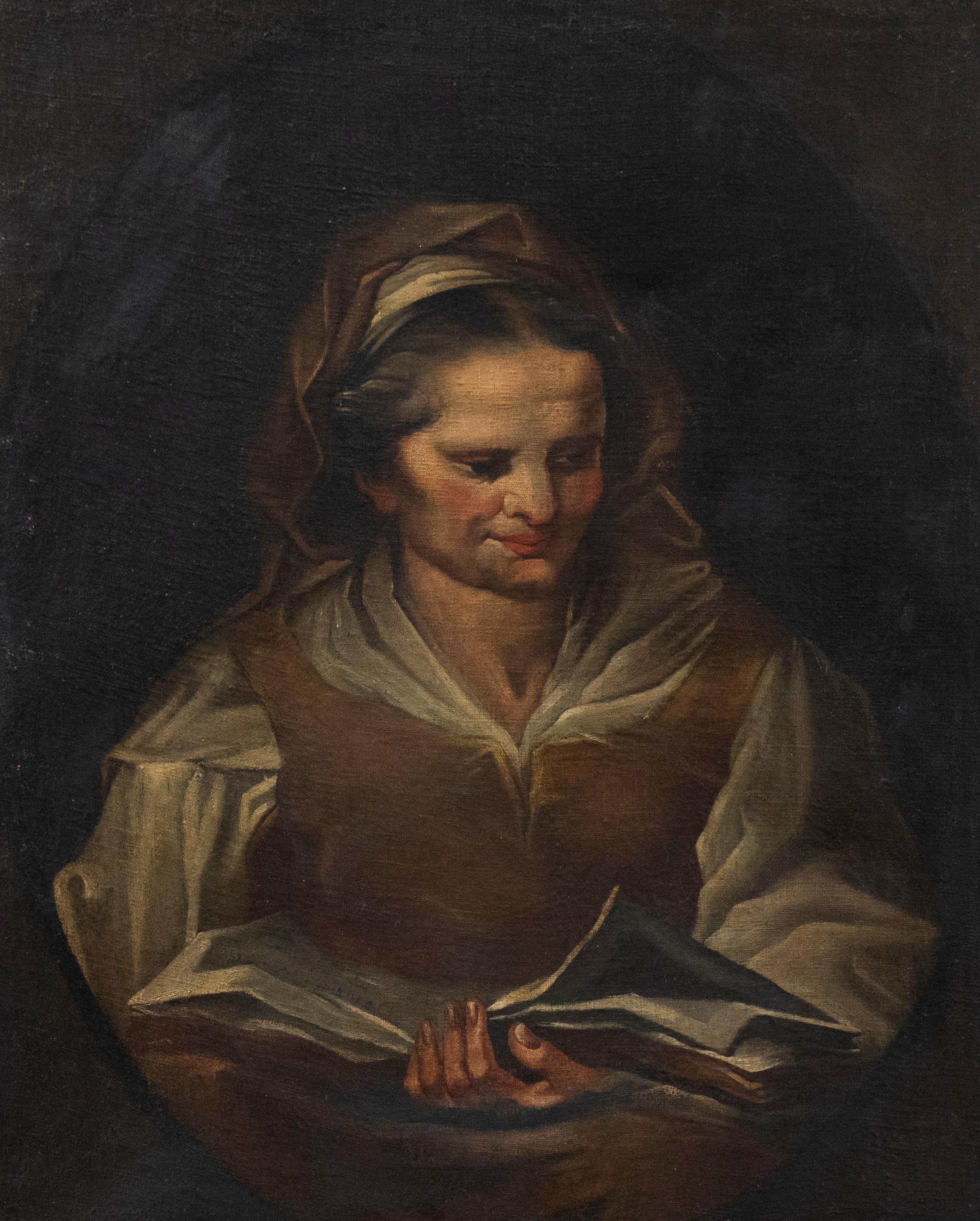 Unknown Portrait Painting - Manner of Nogari - Dutch School 19th Century Oil, Woman Reading